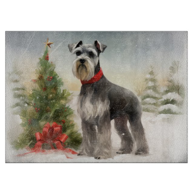 Schnauzer Hund i Snö jul (Framsidan)