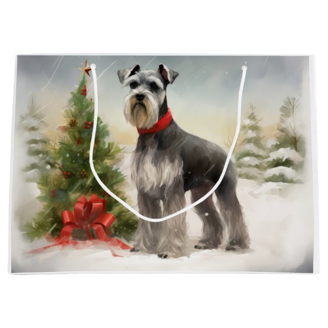 Schnauzer Hund i Snö jul (Framsidan)