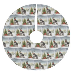 Schnauzer Hund i Snö jul Julgransmatta Borstad Polyester