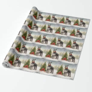 Schnauzer Hund i Snö jul Presentpapper