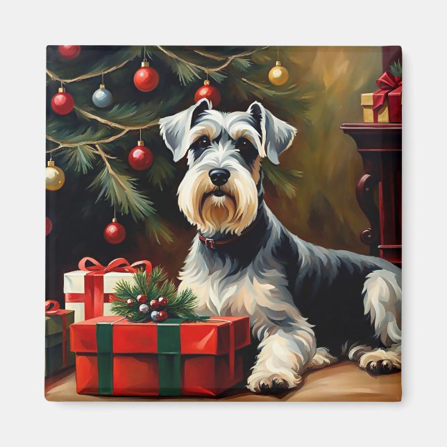 Schnauzer Hund jul Magnet (Framsidan)