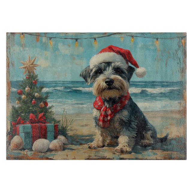 Schnauzer Hund Jul Vintage Strand (Framsidan)