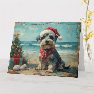 Schnauzer Hund Jul Vintage Strand Kort