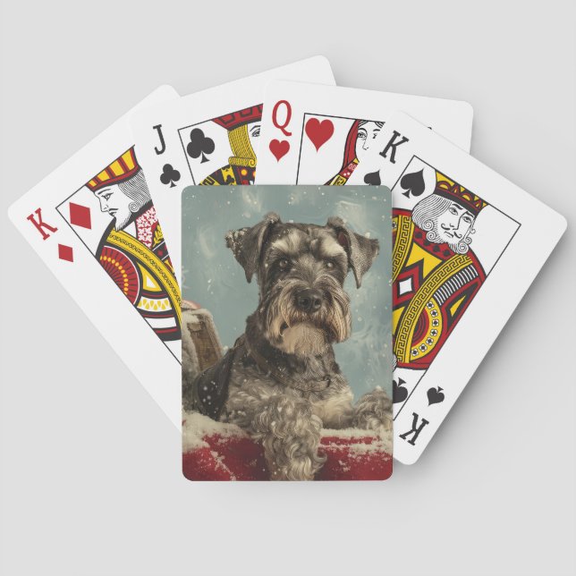 Schnauzer Hund julafton Casinokort (Baksidan)