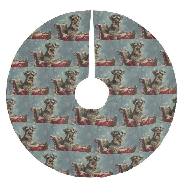 Schnauzer Hund julafton Julgransmatta Borstad Polyester (Framsidan)