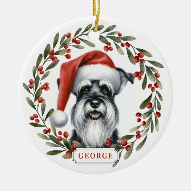 Schnauzer Hund Keramisk Cirkulär Ornament (Framsidan)
