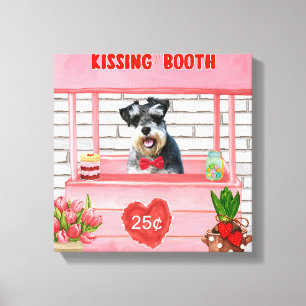 Schnauzer hund kyssar på valentinens fotobås canvastryck