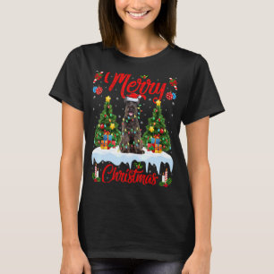Schnauzer Hund Ljus Julafton Träd Santa Schnauzer  T Shirt