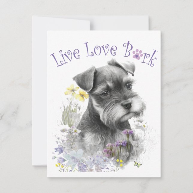 Schnauzer Hund Mamma Blommig Anteckningskort (Framsida)