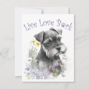 Schnauzer Hund Mamma Blommig Anteckningskort