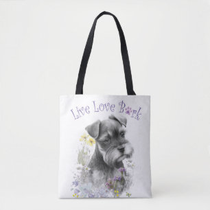 Schnauzer Hund Mamma Blommig Tygkasse