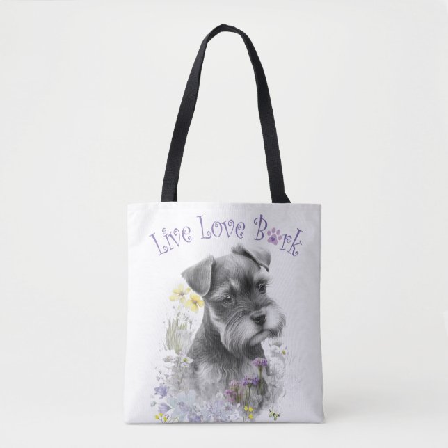 Schnauzer Hund Mamma Blommig Tygkasse (Framsida)