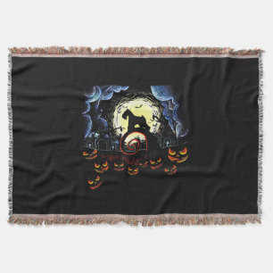 Schnauzer Hund & Måne Funny Halloween Costume-gift Filt