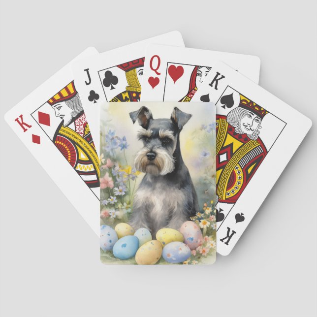 Schnauzer-Hund med Påskägg Helgdag Casinokort (Baksidan)