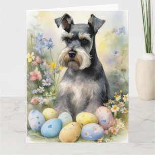 Schnauzer-Hund med Påskägg Helgdag Kort