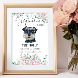 Schnauzer-Hund Namnteckning Drink-tecken Poster