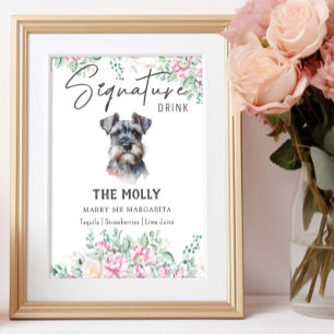 Schnauzer-Hund Namnteckning Drink-tecken Poster