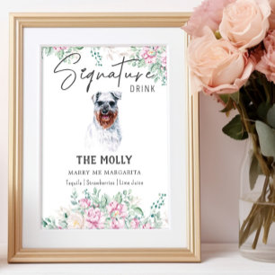 Schnauzer-Hund Namnteckning Drink-tecken Poster