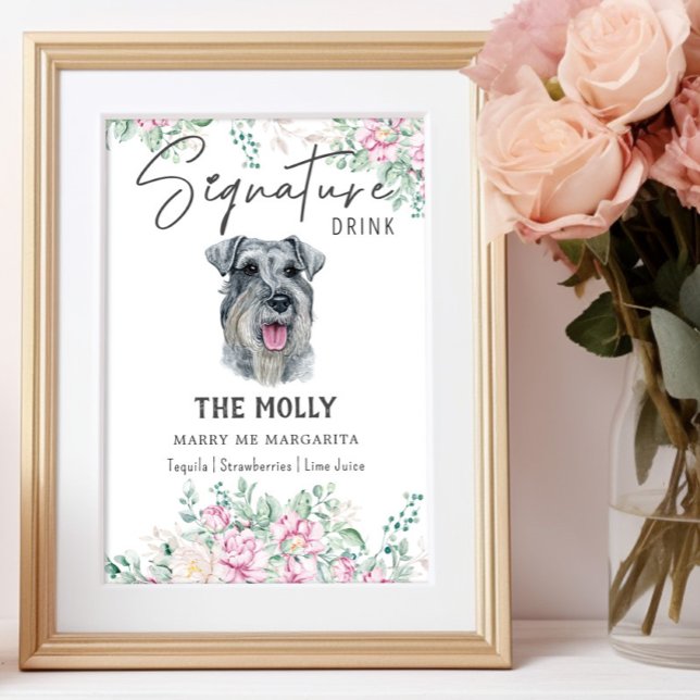 Schnauzer-Hund Namnteckning Drink-tecken Poster (Skapare uppladdad)