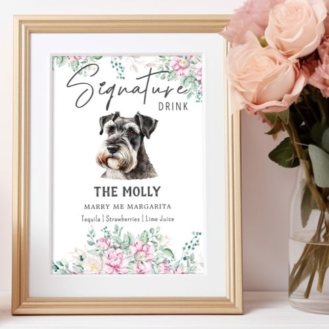 Schnauzer-Hund Namnteckning Drink-tecken Poster (Skapare uppladdad)