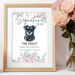 Schnauzer-Hund Namnteckning Drink-tecken Poster