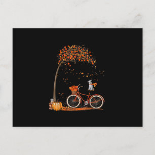 Schnauzer Hund och Pumpkins Bicycle Autumn Löv Vykort