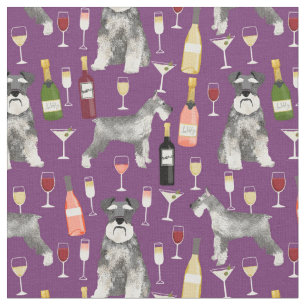 Schnauzer hund och vin lila tyg