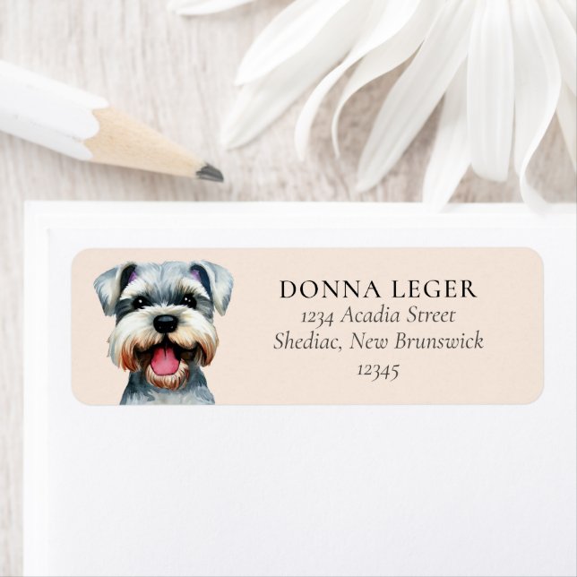 Schnauzer Hund Personlig Adress Returadress Etikett (Insitu)