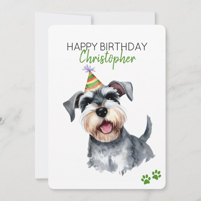 Schnauzer Hund Personlig Grattis på födelsedagen F Kort (Framsida)