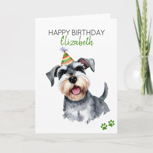 Schnauzer Hund Personlig Grattis på födelsedagen Kort (Framsida)