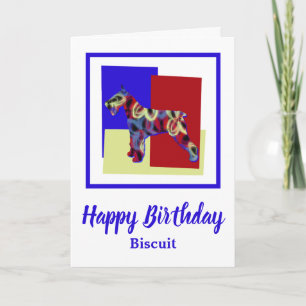 Schnauzer Hund Red Blue Gult Birthday Card Kort