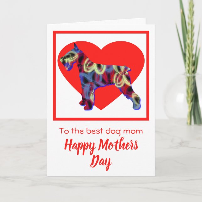 Schnauzer Hund Red Heart Mor's Day Card Tack Kort (Framsida)
