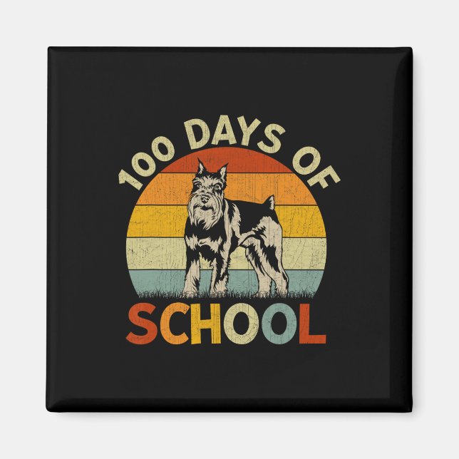 Schnauzer Hund Retro Boys Girls 100-dagen i skolan Magnet (Framsidan)