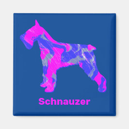 Schnauzer Hund Silhouette Crazy Shock rosa & Blue Magnet