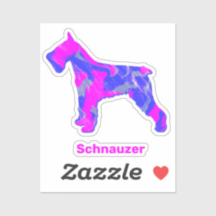 Schnauzer Hund Silhouette Crazy Shock rosa Square Klistermärken