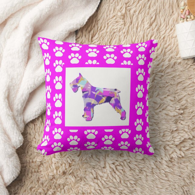 Schnauzer Hund Silhouette Tass Rosa PY&B Kudde (Filt)