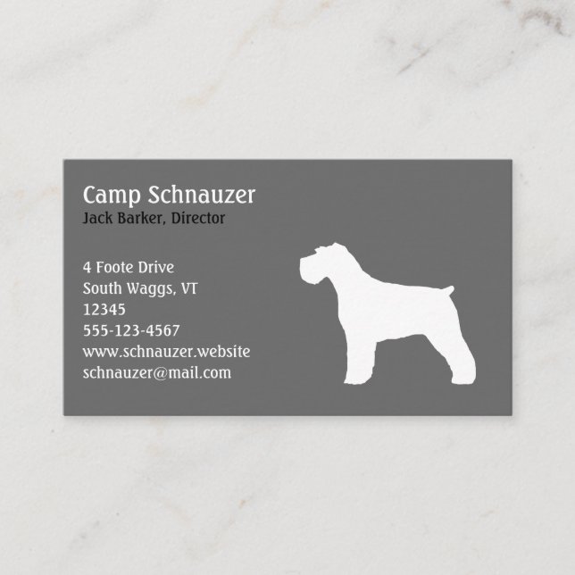 Schnauzer Hund Silhouette Visitkort (Framsida)