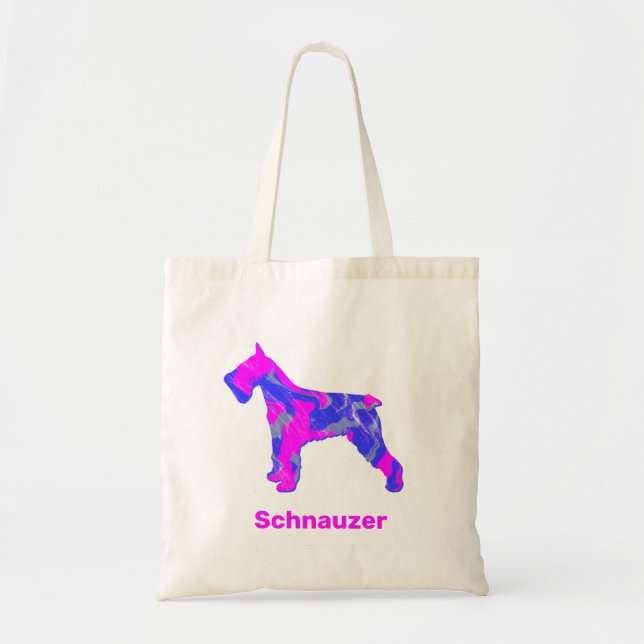 Schnauzer Hund Silhuett Crazy Hot Rosa Tygkasse (Framsidan)