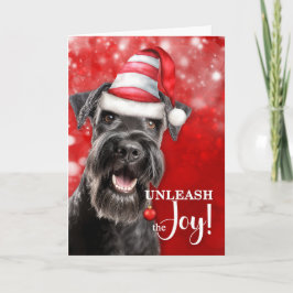 Schnauzer Hund Släpp Loss Glädjen Jul Helgkort