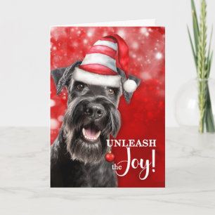 Schnauzer Hund Släpp Loss Glädjen Jul Helgkort