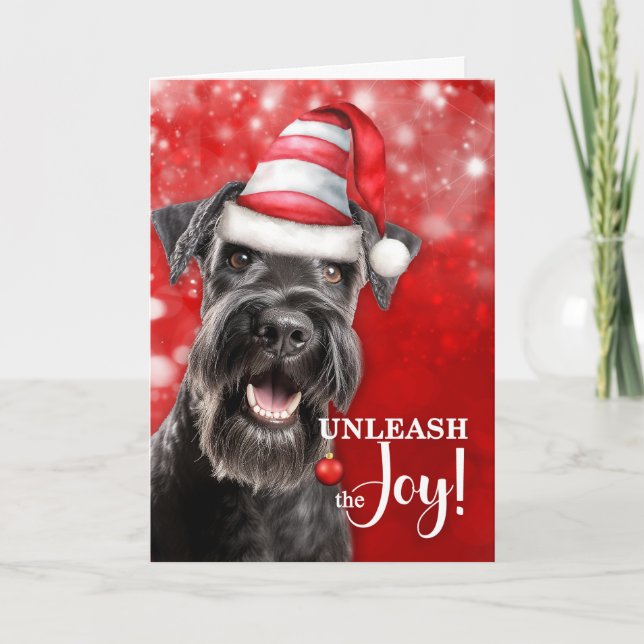 Schnauzer Hund Släpp Loss Glädjen Jul Helgkort (Framsida)