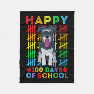 Schnauzer Hund Student Lycklig 100 skoldagar Fleecefilt