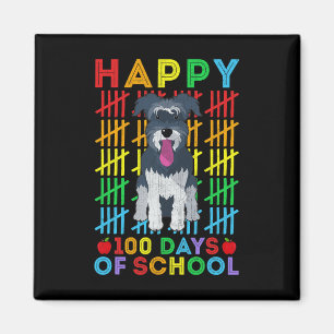 Schnauzer Hund Student Lycklig 100 skoldagar Magnet