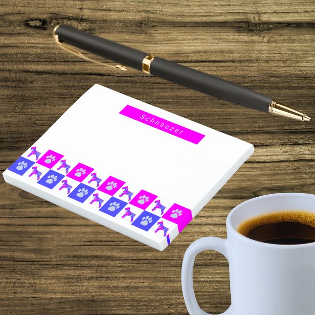 Schnauzer Hund & Tass Shock rosa & Blue Post-it Block (Schnauzer dog cute pink and blue post it notes)