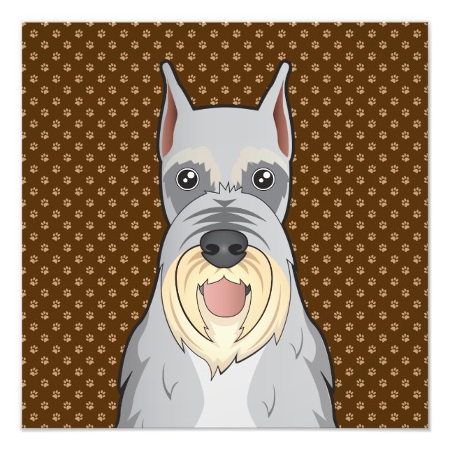 Schnauzer Hund Tecknad Tassar Fototryck (Framsidan)