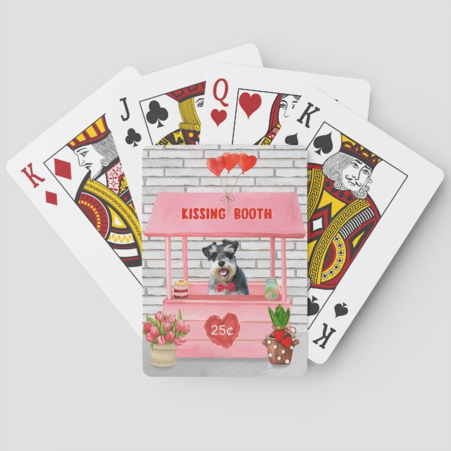 Schnauzer Hund Valentine Day Kissing Booth Casinokort (Baksidan)
