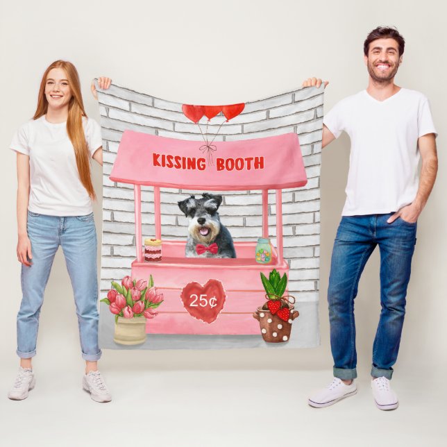 Schnauzer Hund Valentine Day Kissing Booth Fleecefilt (På plats)
