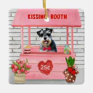 Schnauzer Hund Valentine Day Kissing Booth Julgransprydnad Keramik
