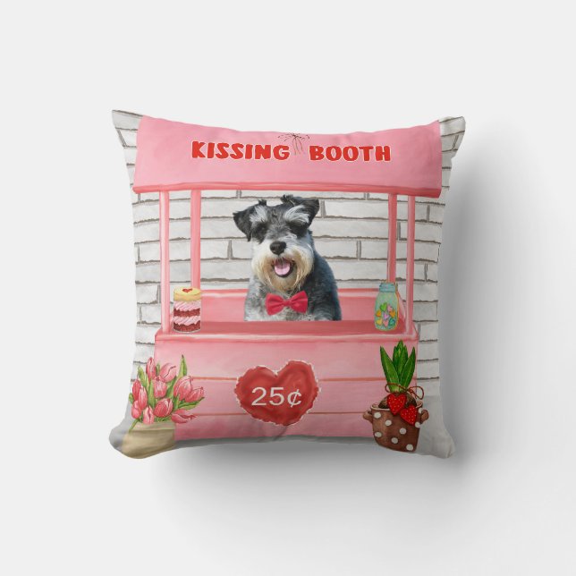Schnauzer Hund Valentine Day Kissing Booth Kudde (Framsida)