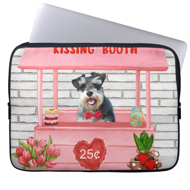 Schnauzer Hund Valentine Day Kissing Booth Laptop Fodral (Framsidan)